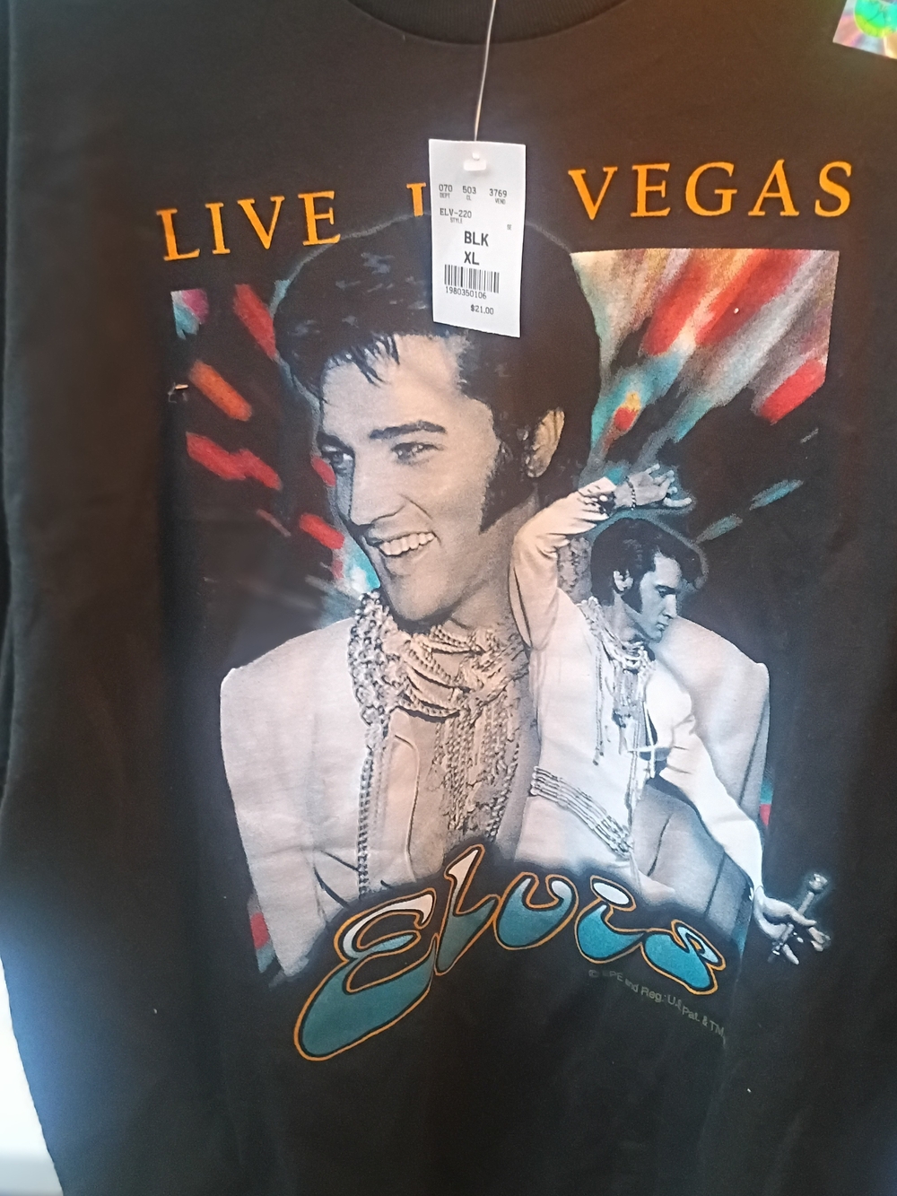 Elvis Live in Vegas Short Sleeve Graphic Tee - Black